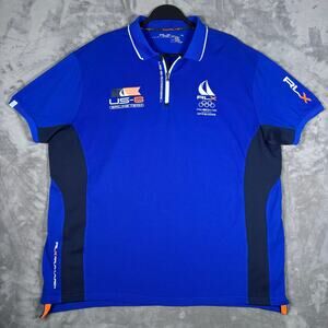 RLX Ralph Lauren US-6 Sailing Team Blue Quarter Zip Polo Shirt Size  XXL